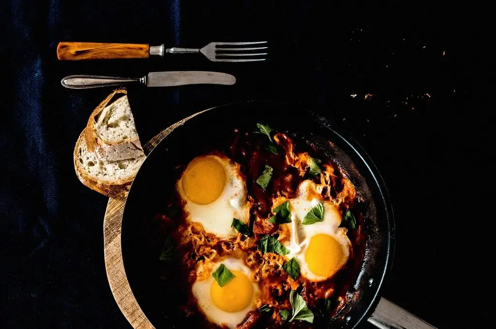 Carbon-steel skillet seen from above