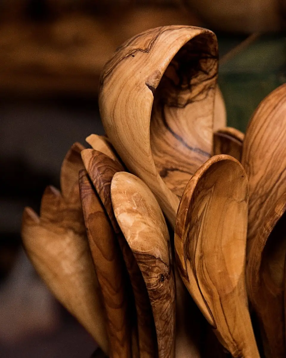 Pair of olive-wood cooking spoons