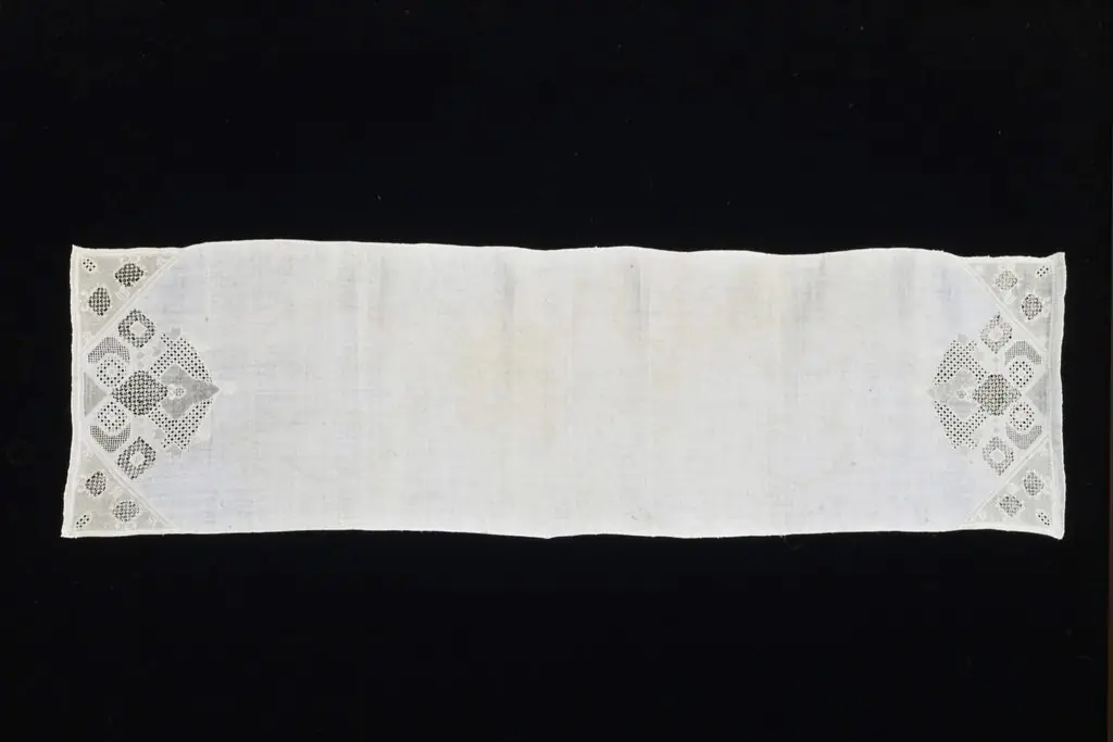 Close-up of a washed linen towel's woven edge