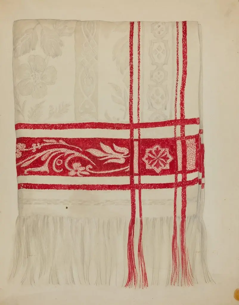 Folded washed-linen tea towel showing the weave